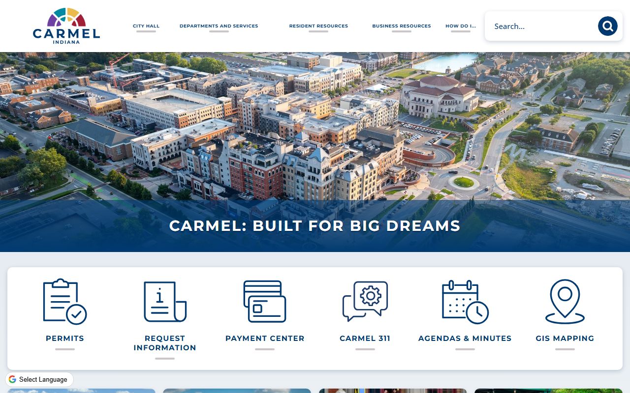 Carmel Indiana city website for traffic ticket records