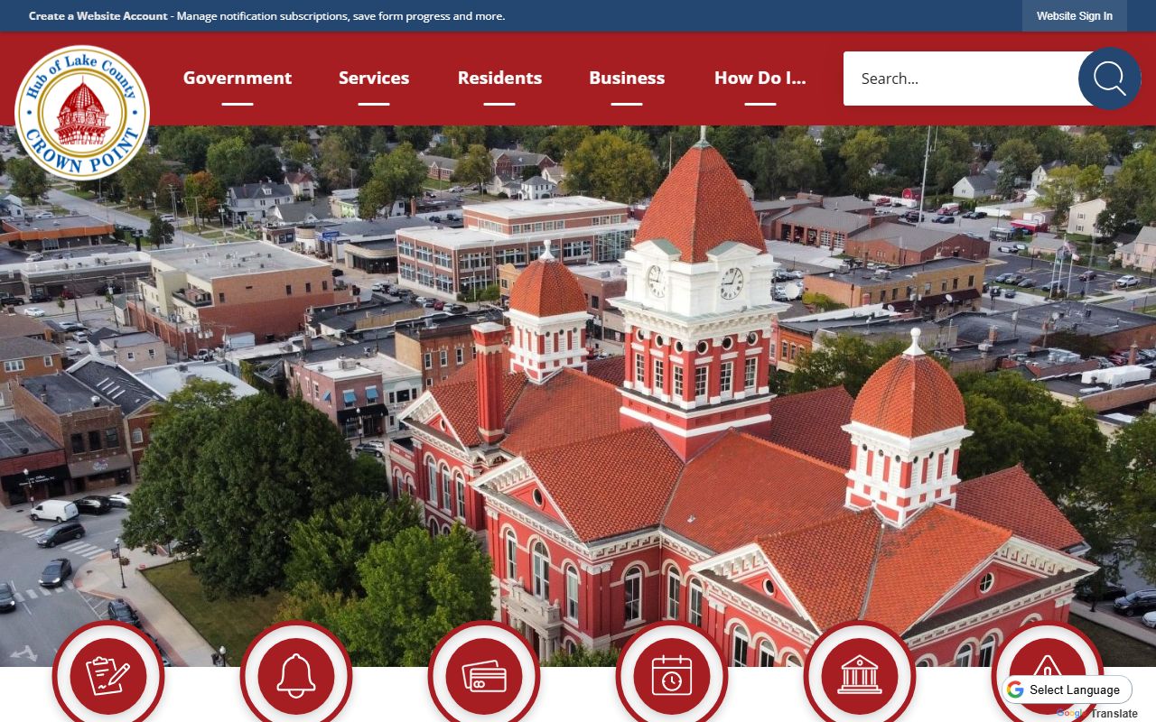 Crown Point Indiana official city website with links to City Court traffic ticket records