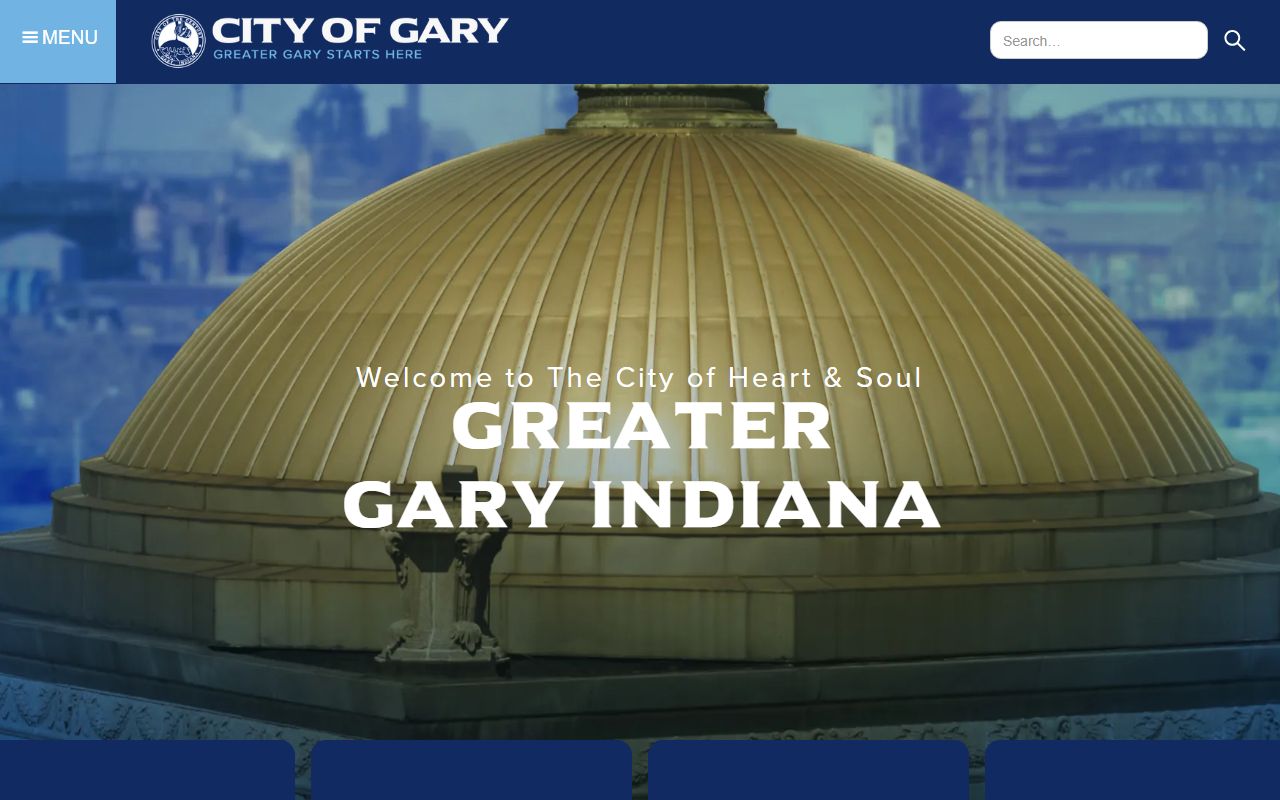 Gary Indiana city website showing city services and court contact information for traffic ticket records