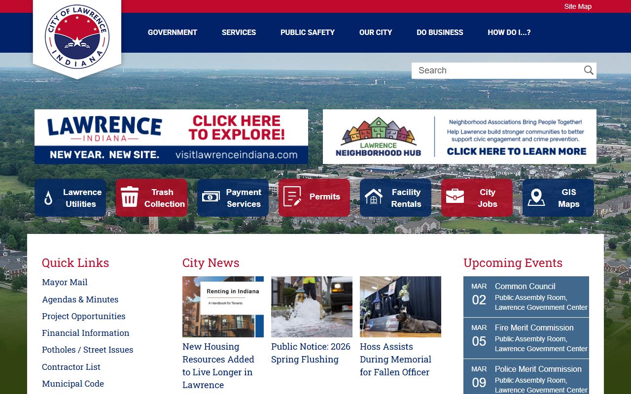 City of Lawrence Indiana website for traffic ticket record resources