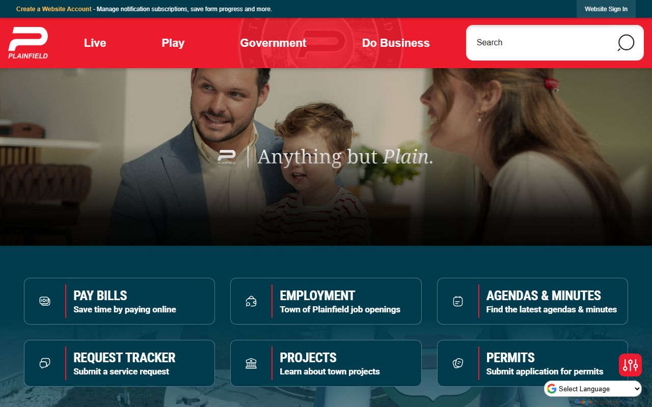 Town of Plainfield Indiana website showing traffic ticket court and payment resources