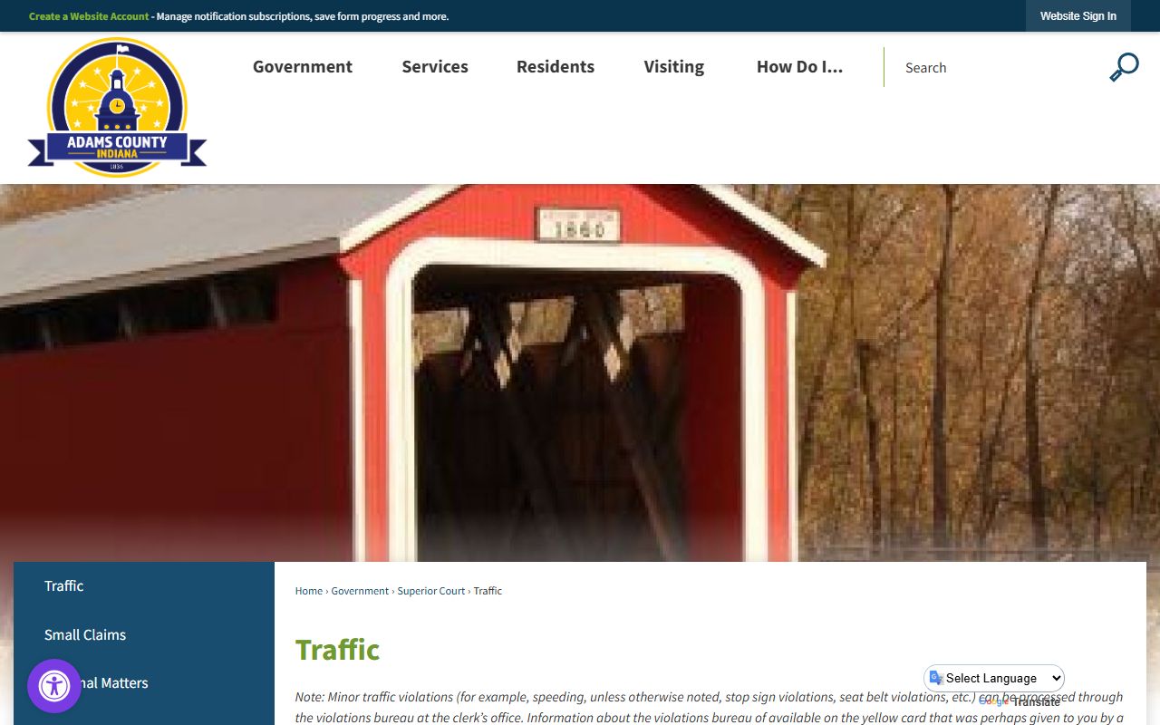 Adams County traffic ticket records information page