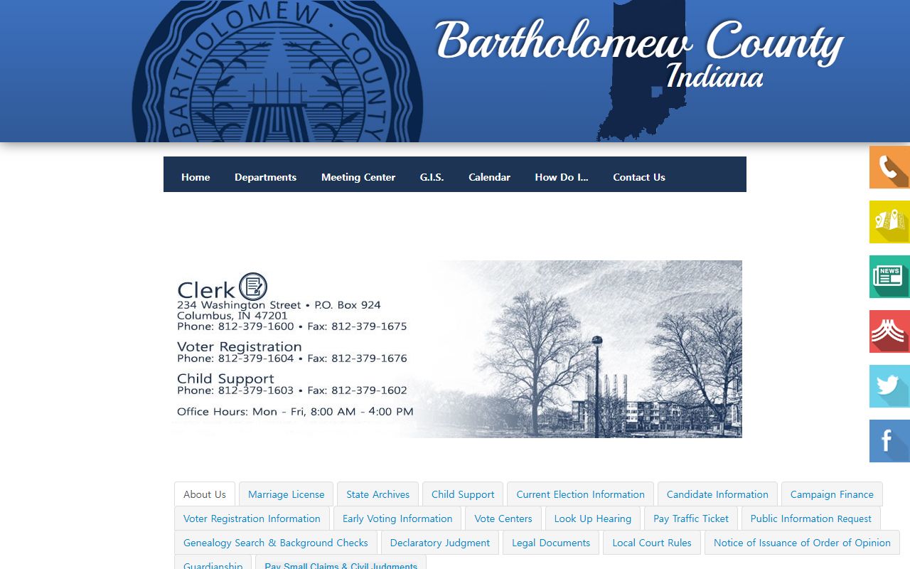 Bartholomew County Clerk of Courts office page for traffic ticket records