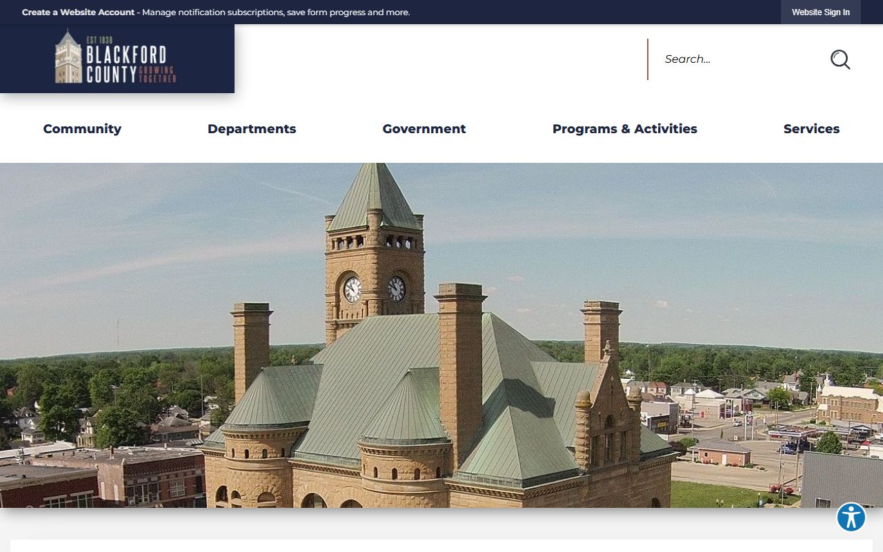 Blackford County government page for traffic ticket records information