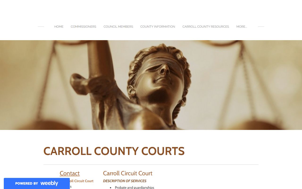 Carroll County Indiana government page showing traffic ticket records context