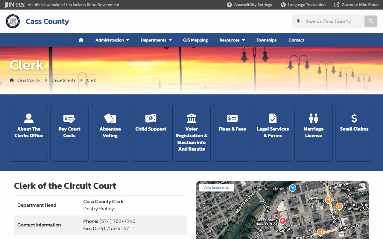 Cass County Clerk of Courts page for traffic ticket records