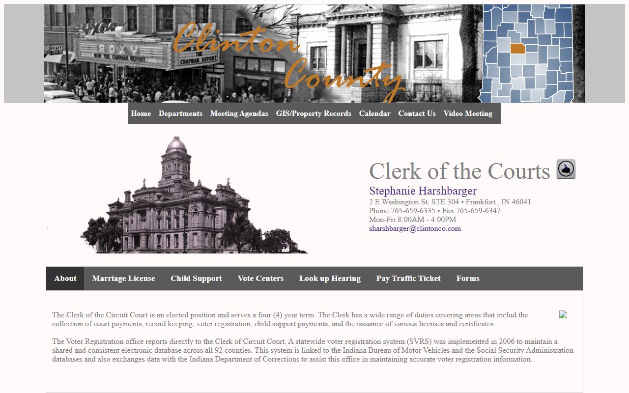 Clinton County Clerk office page for traffic ticket records