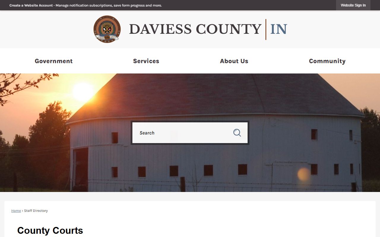 Daviess County Indiana website for traffic ticket records