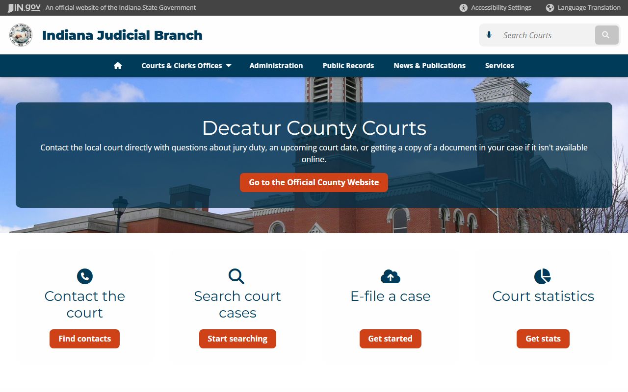 Decatur County Indiana page with traffic ticket records resources