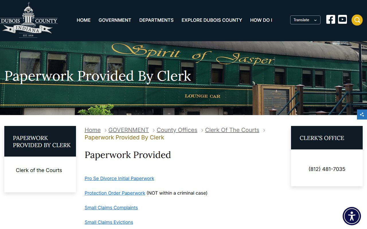 Dubois County Indiana website for traffic ticket records in Jasper