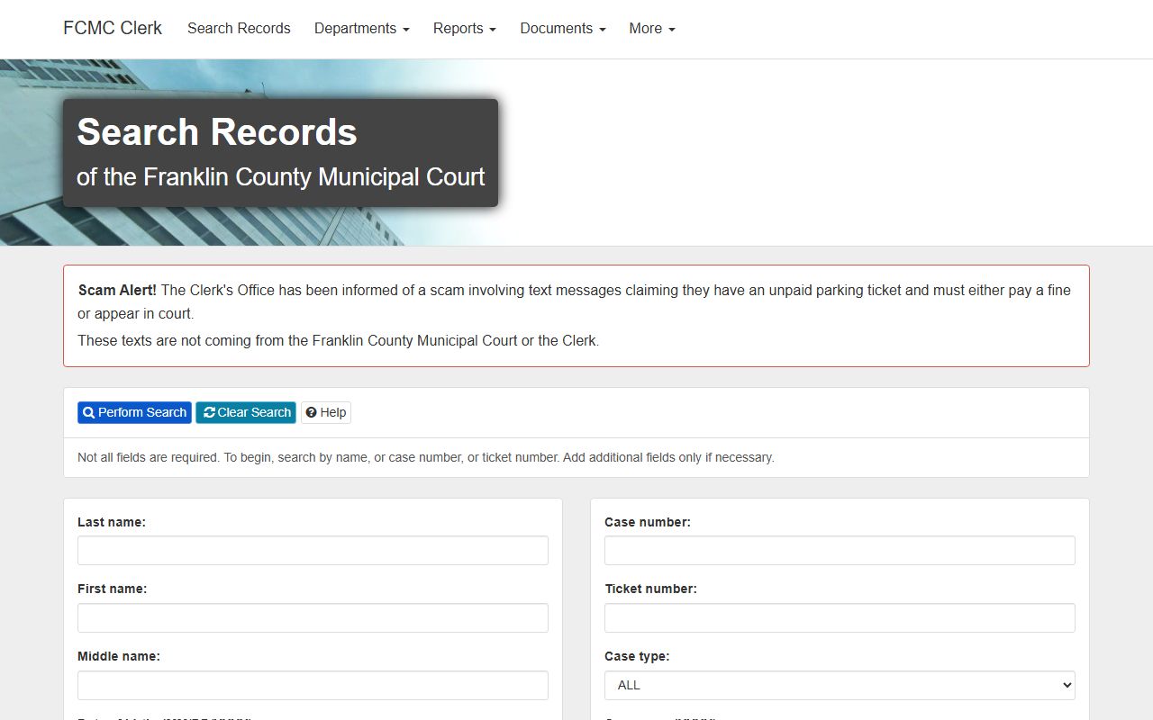 Franklin County Indiana government page for traffic ticket records