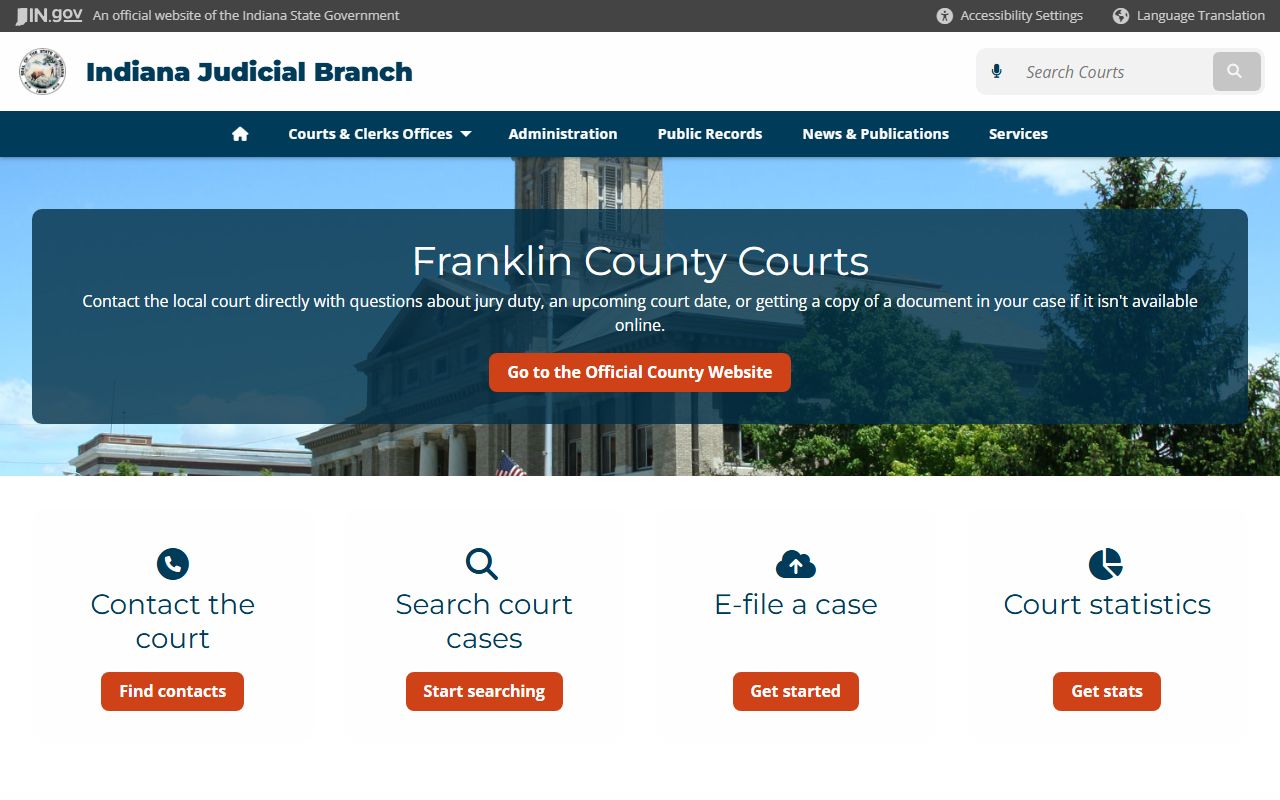 Franklin County Indiana Judicial Branch traffic ticket records court page