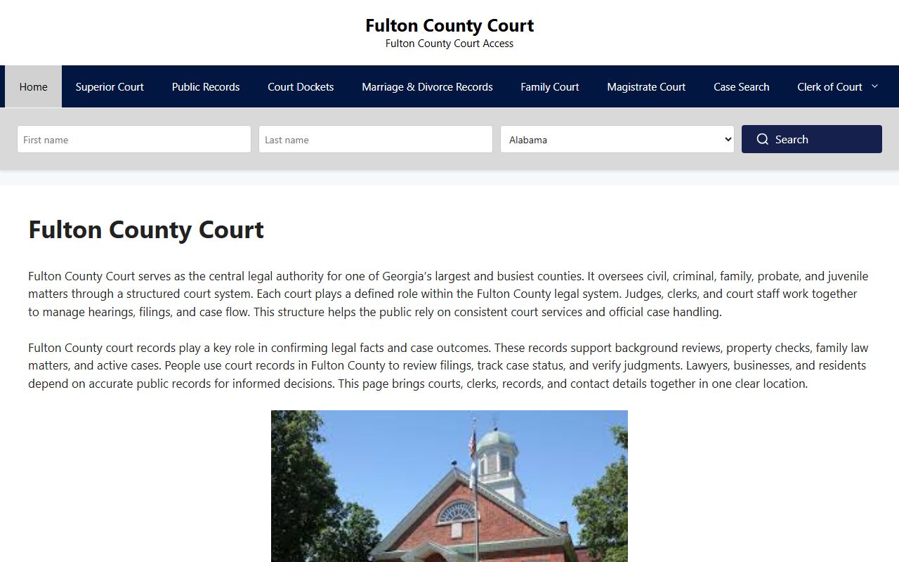 Fulton County Courts portal for traffic ticket records search