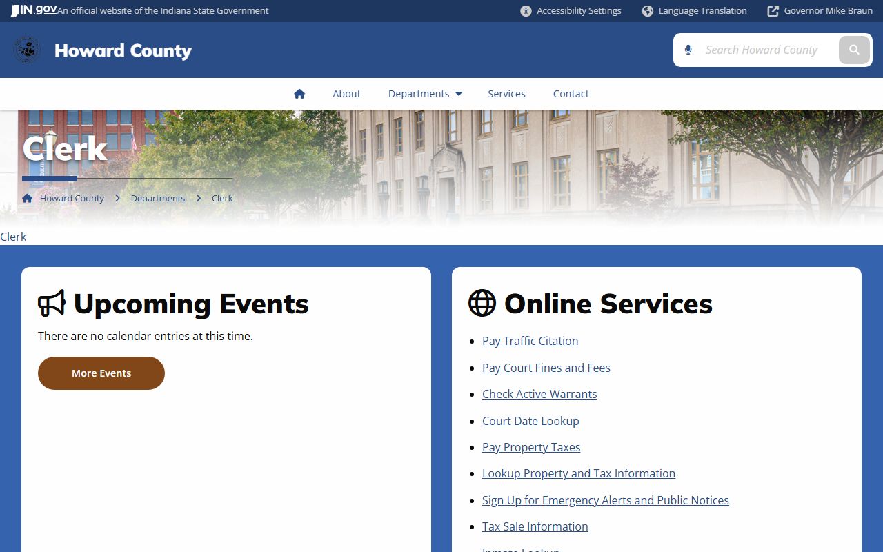Howard County clerk and court information for Howard County traffic ticket records