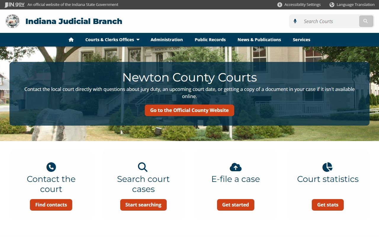 Indiana Judicial Branch Newton County court information page