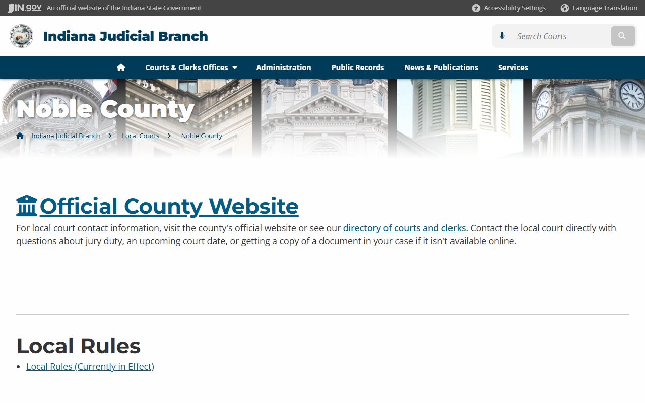 Indiana Judicial Branch Noble County court page