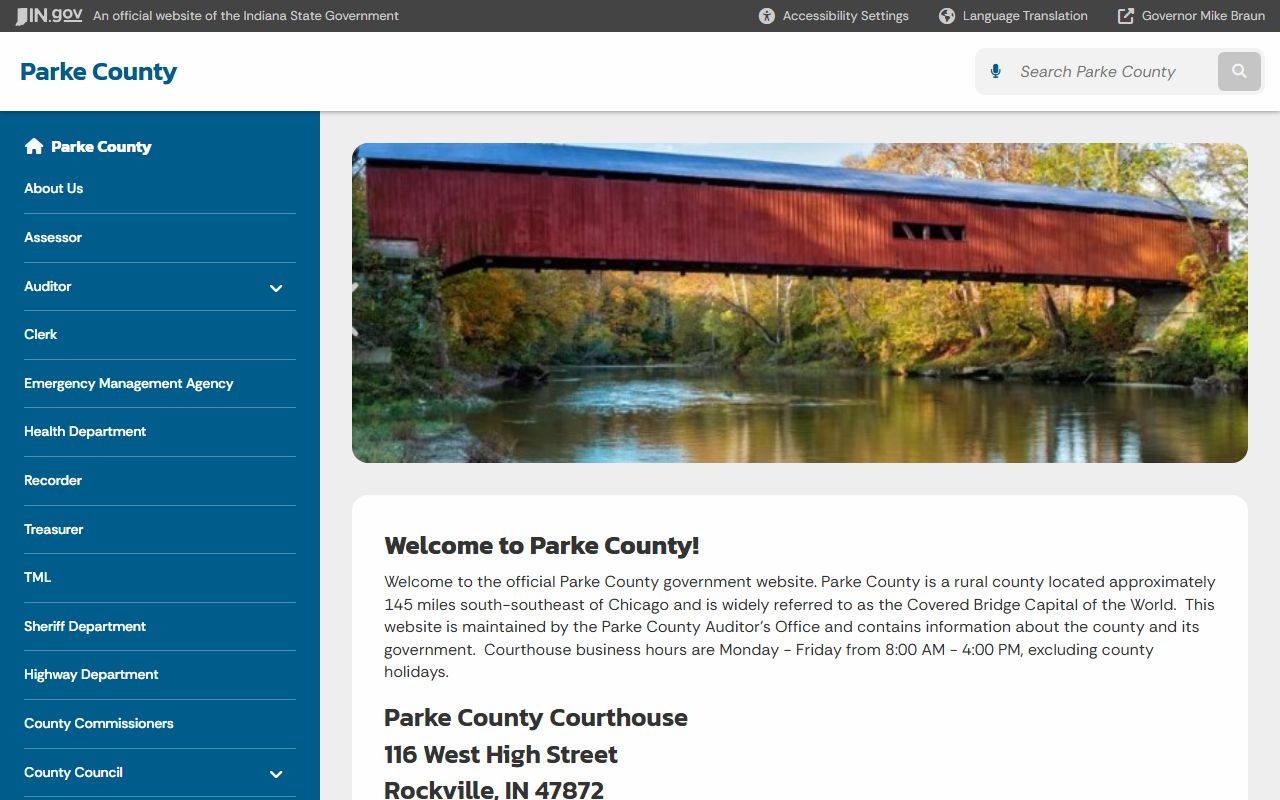 Parke County Indiana official government website