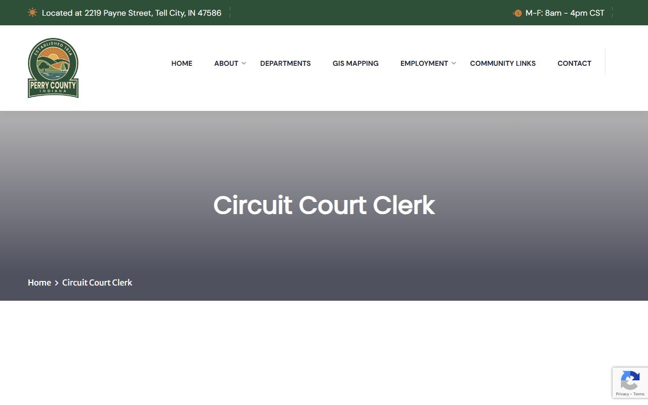 Perry County Indiana circuit court clerk office page