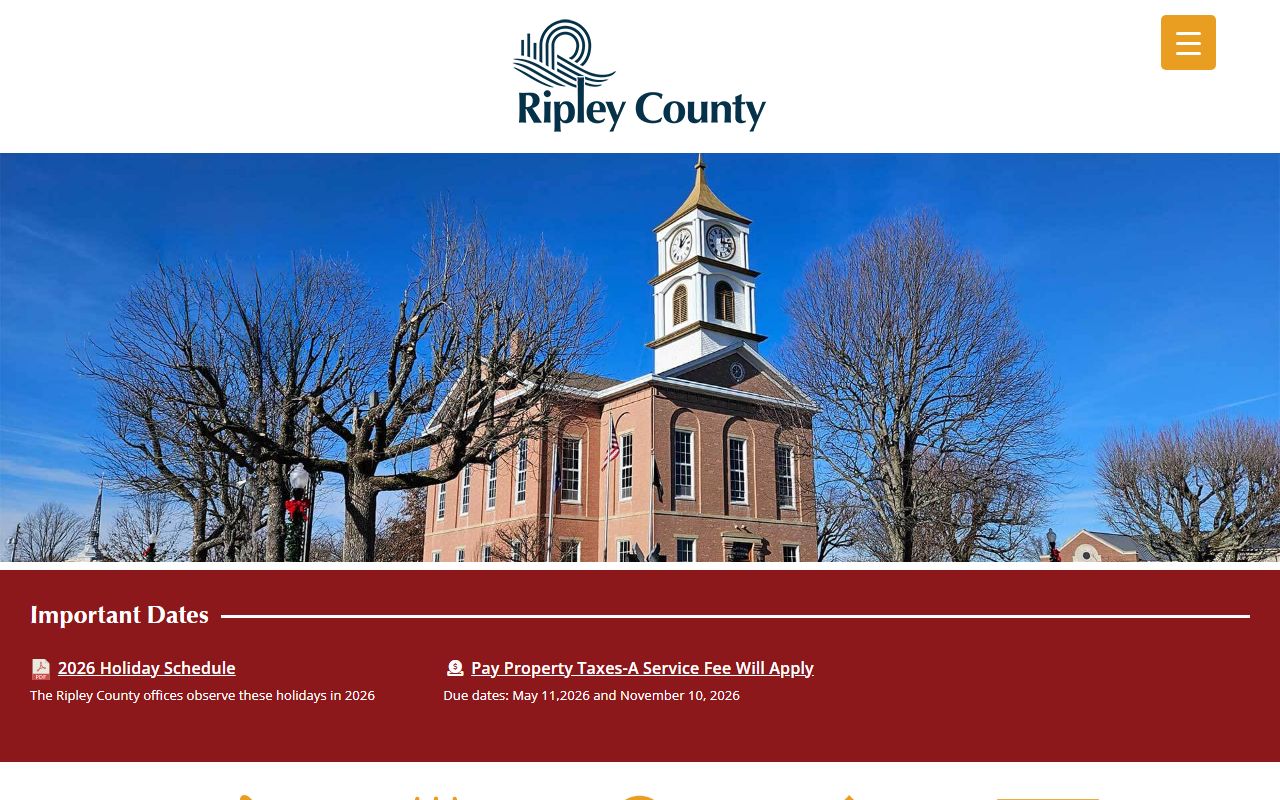 Ripley County Indiana official website homepage with county office and court information