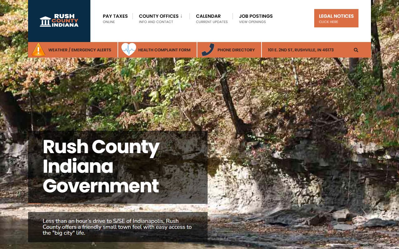 Rush County Indiana official website with county court information and clerk contact details