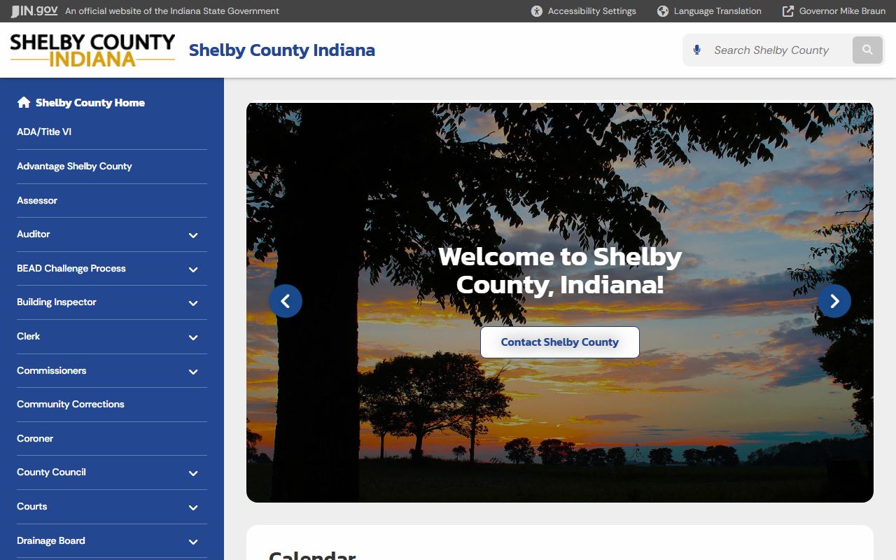 Shelby County courts page on the official county website listing courts, contact information, and case types handled