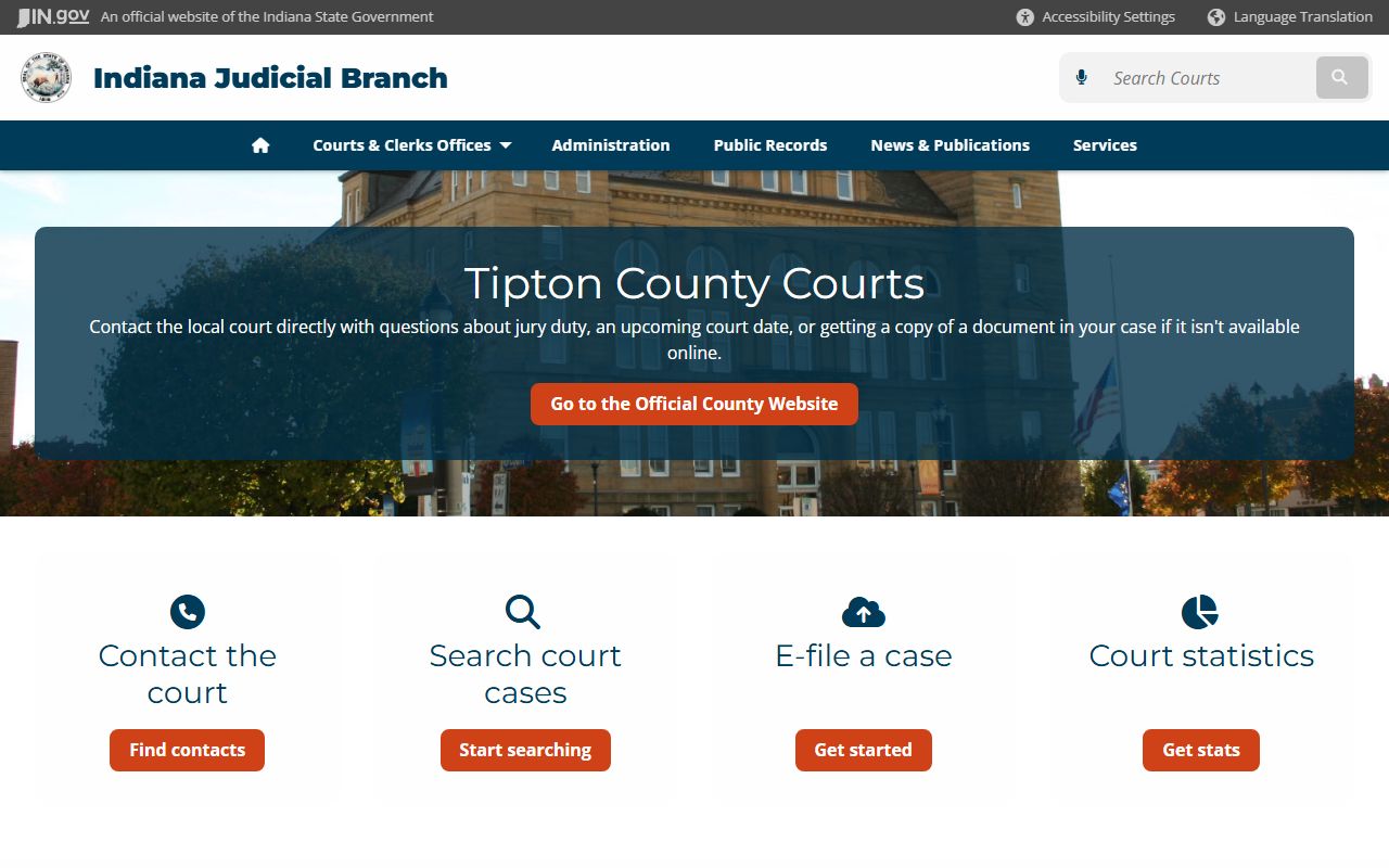 Tipton County Indiana Judicial Branch court information page