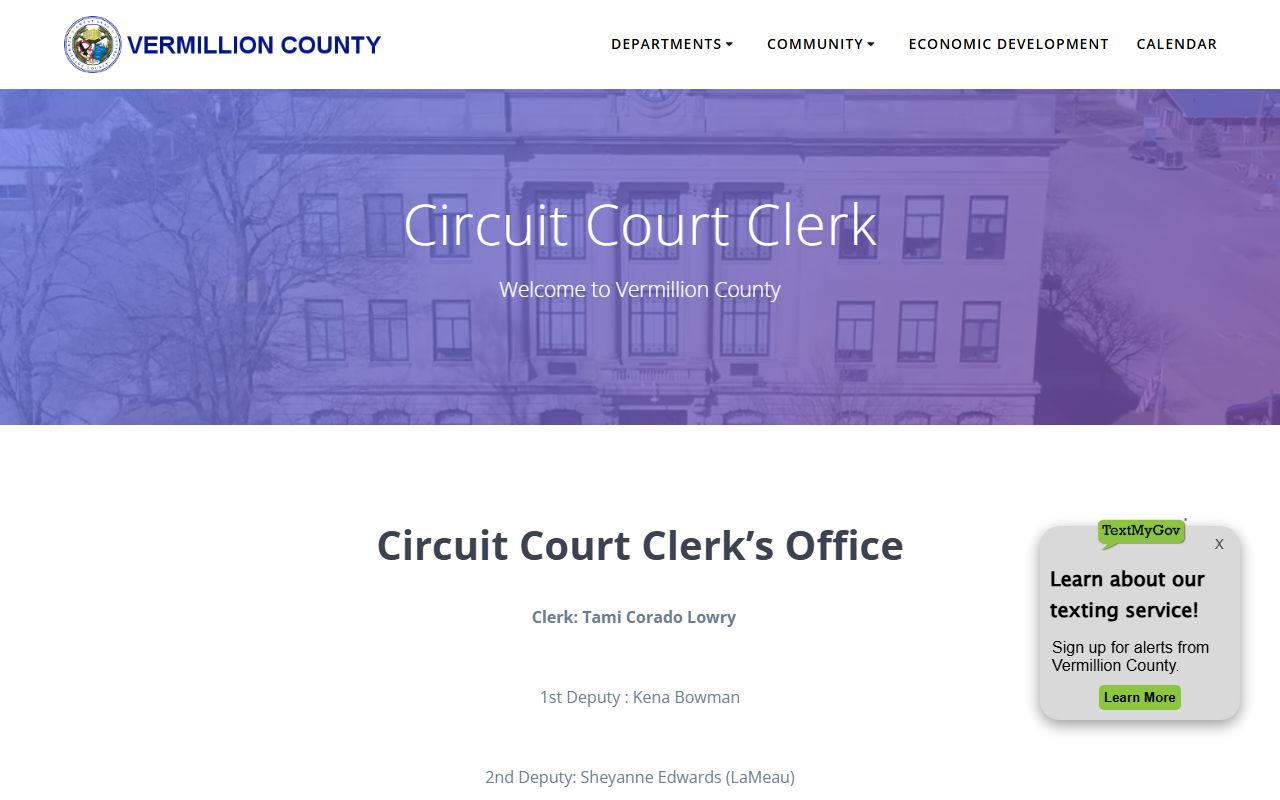 Vermillion County Circuit Court Clerk office page