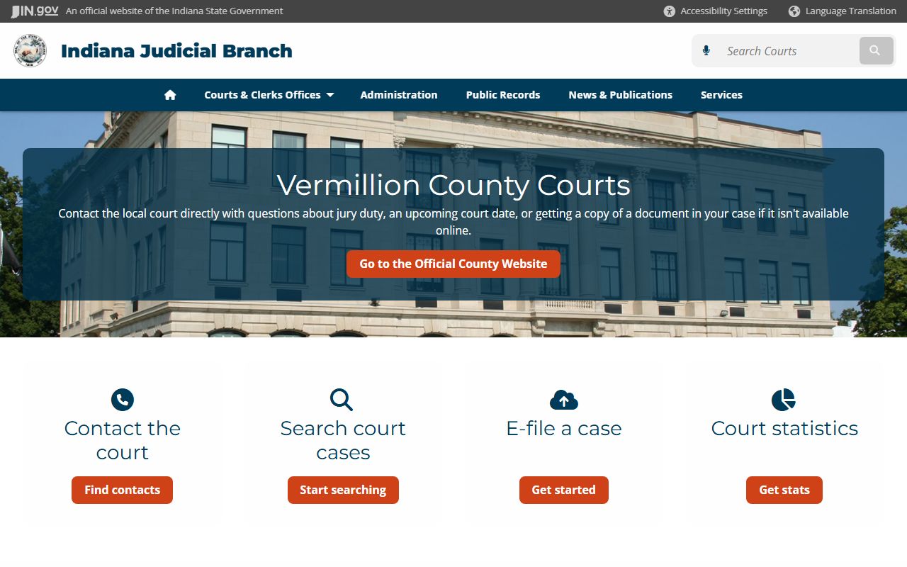 Vermillion County Indiana Judicial Branch court information