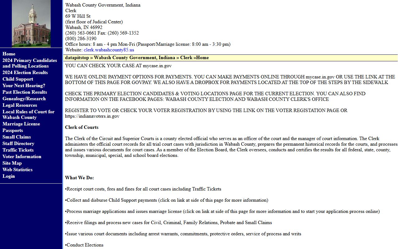 Wabash County Indiana Circuit Court Clerk official website